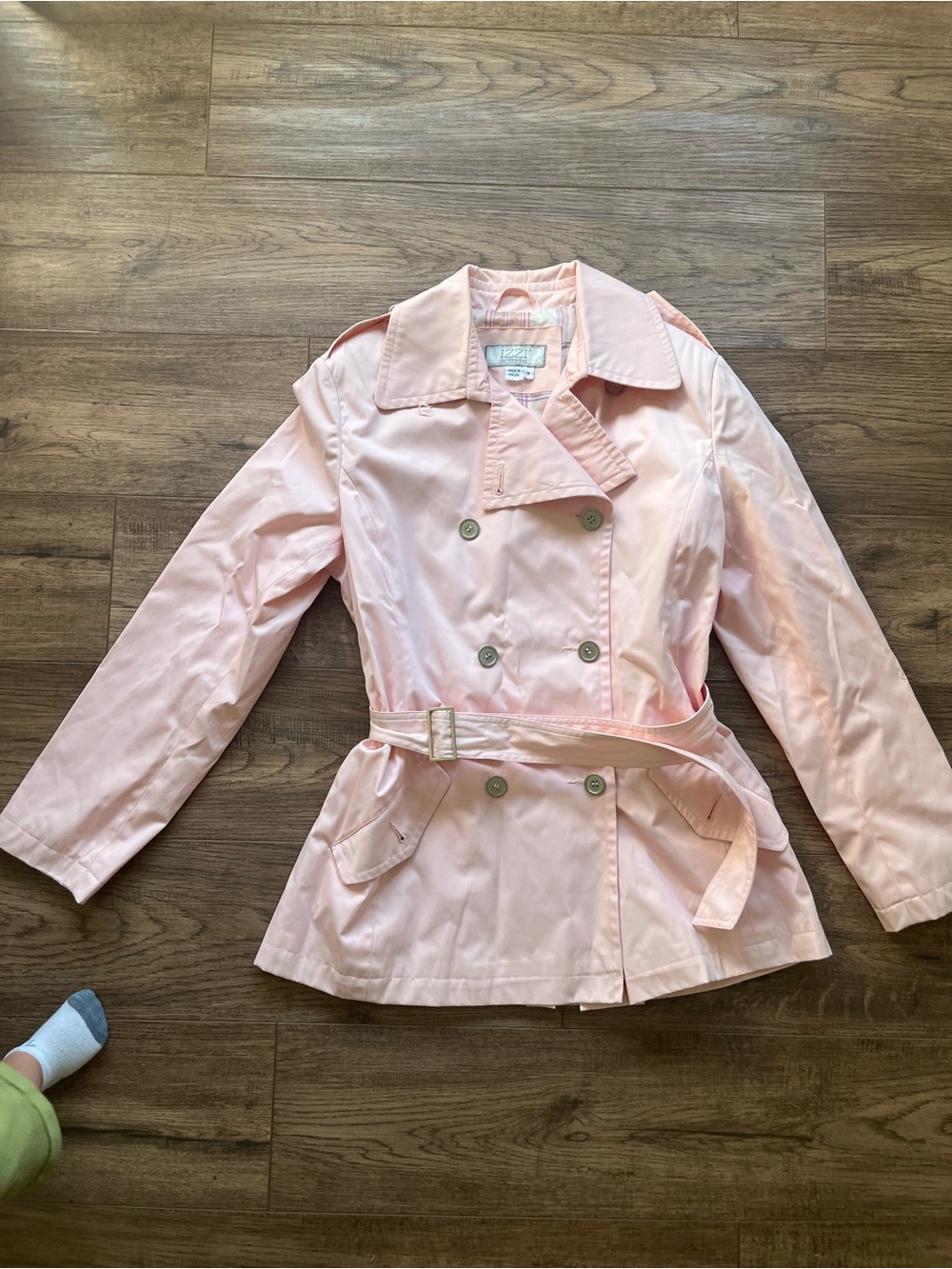 Izzy Outerwear Light Pink Double-Breasted Trench Coat with Belt
